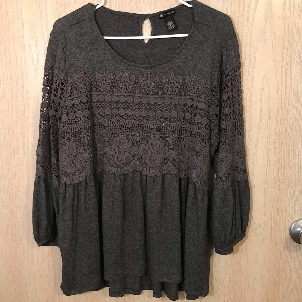 New Directions Gray Bubble top